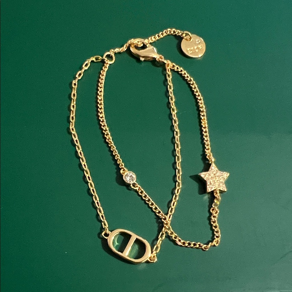 Fashion Gold Chain Bracelet with Star and Initial Charm